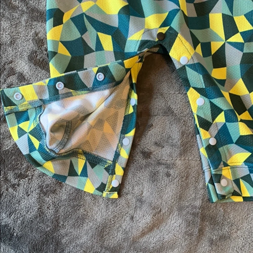 L.L. Bean Geometric Print One-Piece Bodysuit in Yellow, Green, Teal